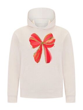 NWT - Everyday Kids Cream Kids Hoodie with Red Bow Graphic